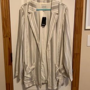 Torrid Cream Striped Linen Blazer